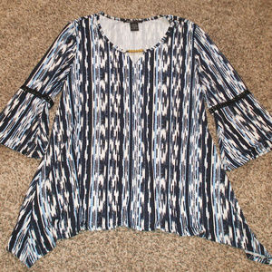 Bell Sleeve Asymmetrical Tunic Style Shirt Top